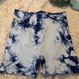 Blue and White Tie-Dye Shorts